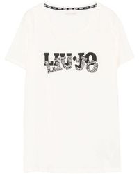 Liu Jo - Embellished Logo T-Shirt - Lyst