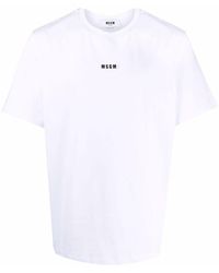 MSGM - Cotton T-Shirt With Front Printed Logo - Lyst