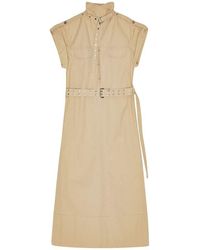 Ganni - Cotton Dress With Slits - Lyst