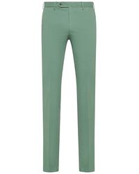PT Torino - | Pantaloni in cotone stretch con piega stirata | male | VERDE | 54 - Lyst
