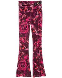 Versace Jeans Couture - Print Velvet Flare Pants - Lyst