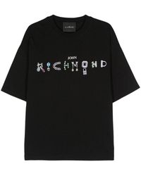 John Richmond - | T-shirt over hinaki in cotone con logo | male | NERO | S - Lyst
