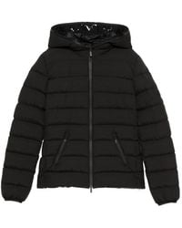 Moncler - Piumino Corto Herbes Jacket Con Cappuccio E Tasche Nero - Lyst