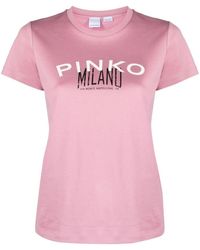 Pinko - | T-shirt con logo | female | ROSA | XS - Lyst