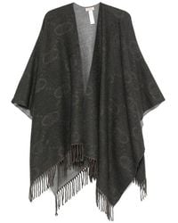 Liu Jo - Poncho With Logo And Fringes - Lyst