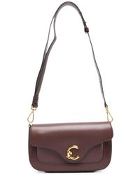Coccinelle - Borsa Tote Bag Bordeaux Con Tracolla Regolabile E Logo Dorato - Lyst