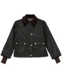 Barbour - Giacca Verde Scuro Con Polsini A Costine E Colletto - Lyst