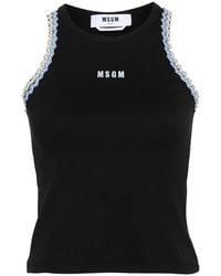 MSGM - | T-shirt in costine con applicazioni | female | NERO | S - Lyst