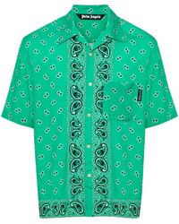 Palm Angels - | Camicia stampa paisley | male | VERDE | 50 - Lyst