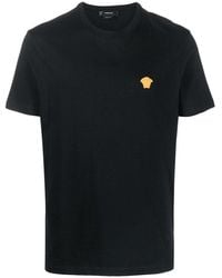 Versace - T-Shirt With Iconic Logo Embroidered On The Chest - Lyst