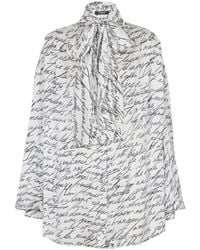 Balmain - Pussy-Bow Shirt With 'Love Letter' Print - Lyst