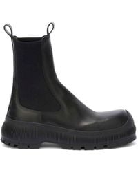 Jil Sander - Slip-On Ankle Boots With Embossed Logo - Lyst