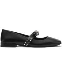 Versace - Gianni Ribbon Leather Ballerina Flats With Studded Bow - Lyst