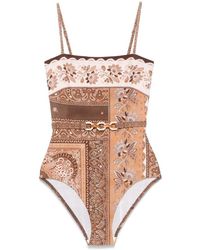 Zimmermann - 'Lucky Bandeau' One-Piece Swimsuit With Belt - Lyst