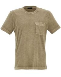 Fay - | T-shirt in cotone vegano con tasca applicata frontale | male | VERDE | XL - Lyst