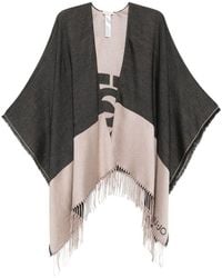 Liu Jo - Logo-Detail Fringed Poncho - Lyst