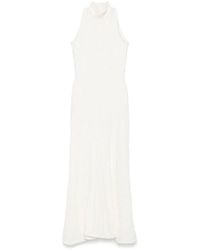 MSGM - Maxi Dress With High Neckline And Fitted Bodice - Lyst