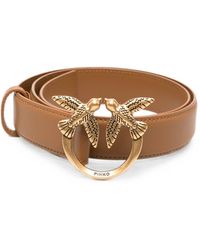 Pinko - Cintura Love Berry Marrone Chiaro Con Fibbia Dorata - Lyst