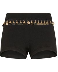 Rabanne - | Shorts in cotone e seta con inserti in metallo | female | NERO | S - Lyst