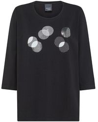 Marina Rinaldi - | T-shirt Nilo in cotone stretch con stampa | female | NERO | XS - Lyst