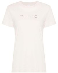 Pinko - | T-shirt logo ricamato | female | BIANCO | XS - Lyst
