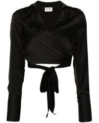 Blugirl Blumarine - | Camicia crop con design avvolgente | female | NERO | 44 - Lyst