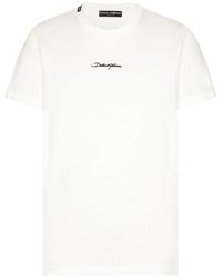 Dolce & Gabbana - | T-shirt in cotone con logo stampato frontale | male | BIANCO | 50 - Lyst