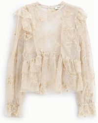 Dixie - Blouse Ample Broderie Florale Manches Longues À Volants - Lyst