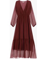 Dixie - Abito Lungo Svasato Con Scollo A V E Maniche Lunghe - Lyst