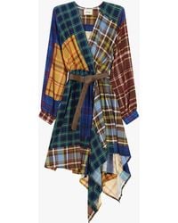 Dixie - Robe Courte À Carreaux Avec Ceinture Et Manches Longues - Lyst