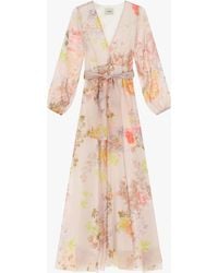 Dixie - Robe Longue Fleurie Avec Ceinture - Lyst