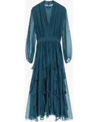 Dixie - Abito Midi Con Maniche Lunghe E Balze A Strati - Lyst