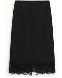 Dixie - Gonna Midi Tinta Unita Con Bordo - Lyst