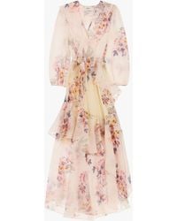 Dixie - Robe Longue Imprimée À Volants Et Ceinture - Lyst