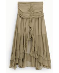 Dixie - Jupe Mi-Longue Froncée Taille Haute À Volants - Lyst
