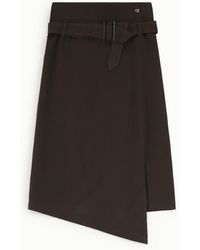 Dixie - Gonna Midi Asimmetrica Con Spacco E Cintura - Lyst