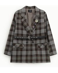 Dixie - Blazer Croisé À Carreaux Avec Ceinture Et Pins - Lyst