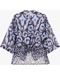 Dixie - Camicia Stampa Fantasia Con Nodo Frontale E Maniche 3/4 - Lyst