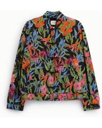Dixie - Blouson Aviateur À Imprimé Floral Avec Zip Et Brandebourg - Lyst