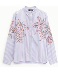 Dixie - Camicia A Righe Con Ricami Floreali E Maniche Lunghe - Lyst