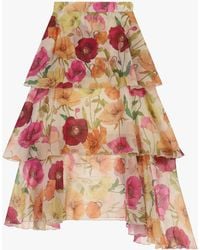Dixie - Jupe Longue À Volants Avec Imprimé Floral Asymétrique - Lyst