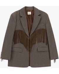 Dixie - Blazer Motif Petits Carreaux À Franges Décoratives - Lyst