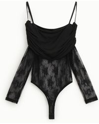 Dixie - Top Transparent À Manches Longues Et Encolure Bardot - Lyst