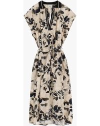 Dixie - Robe Longue Pur Coton Avec Motif Floral Et Ceinture À Nouer - Lyst