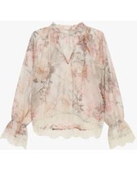 Dixie - Blouse Transparente À Fleurs Avec Dentelle Bas - Lyst