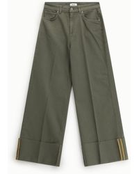 Dixie - Pantaloni Palazzo Con Risvolto Ampio E Dettagli A Righe - Lyst