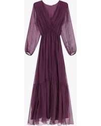 Dixie - Robe Longue À Manches Longues Et Col En V - Lyst