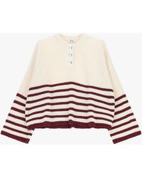 Dixie - Maglione Pullover A Righe Con Scollo A V E Bottoni - Lyst