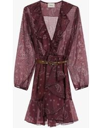 Dixie - Robe Courte Avec Imprimé Et Ceinture - Lyst