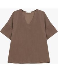 Dixie - Camicia Ampia Con Maniche Corte E Scollo A V - Lyst